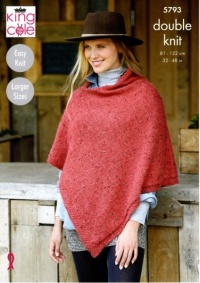 Knitting Pattern - King Cole 5793 - Homespun DK - Ladies Ponchos